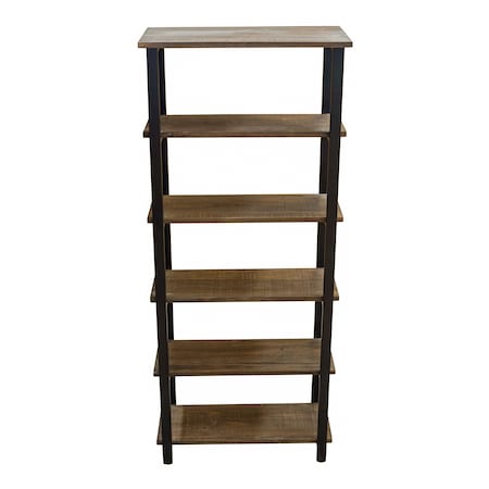 ALATERRE FURNITURE Pomona 70"H 5-Shelf Metal and Solid Wood Bookcase AMBA0820